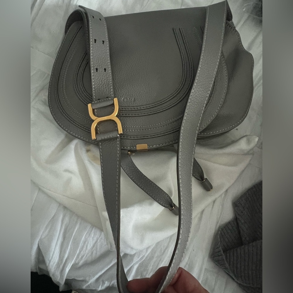 Chloe Marcie large Saddle bag grey - Picture 10 of 13